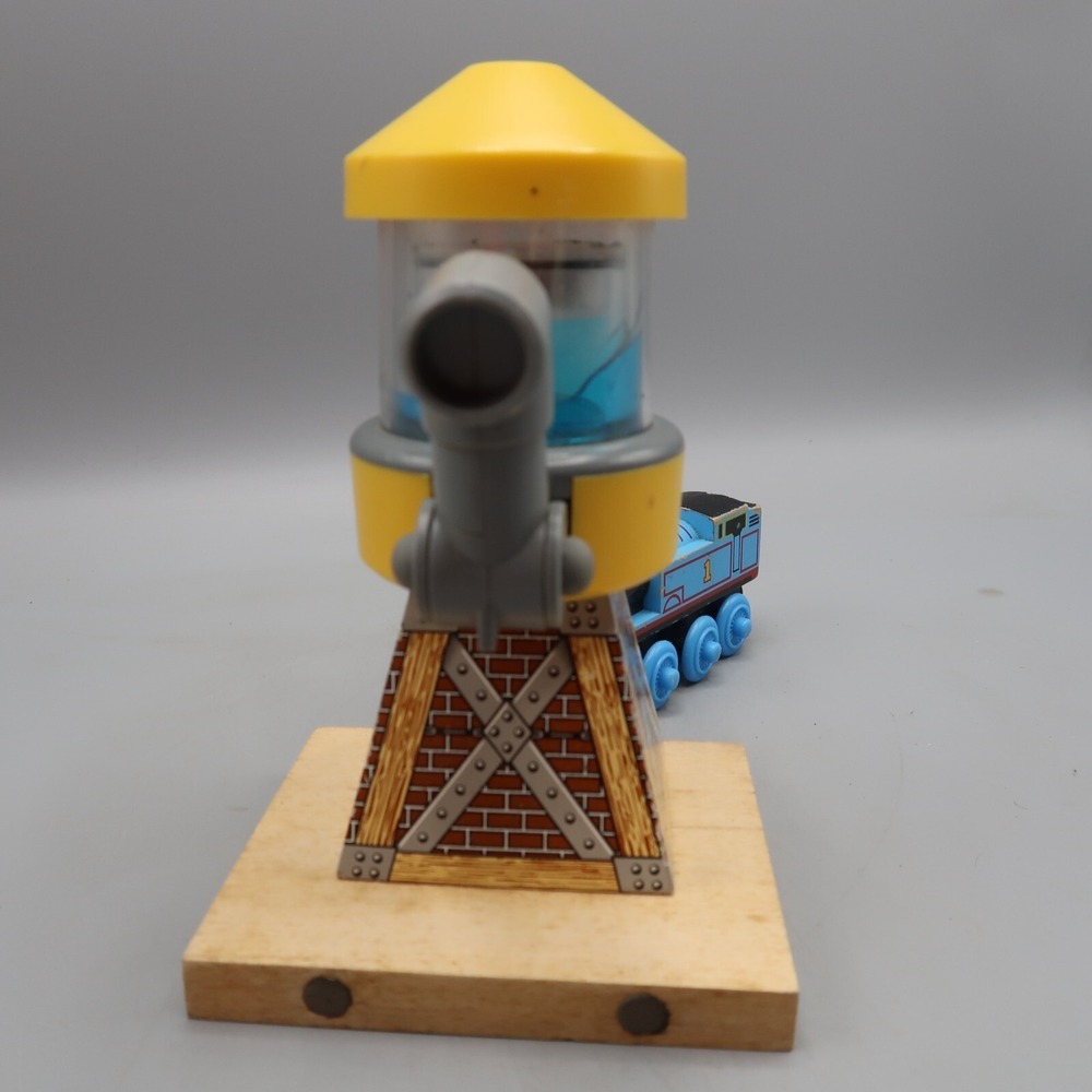 Vintage Thomas Train & Friends Sodor Wooden Railway Yellow Water Tower with Car - Picture 4 of 6